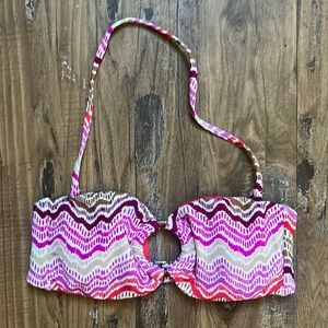 Adore Me Pink/White Halter Bikini Top